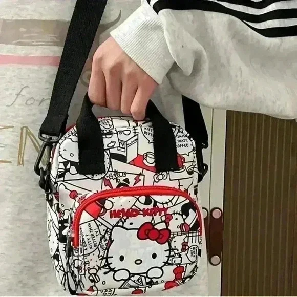 Hello Kitty Canvas Crossbody Bag - Multifunctional Shoulder Bag with Adj. Strap - Picture 1 of 6